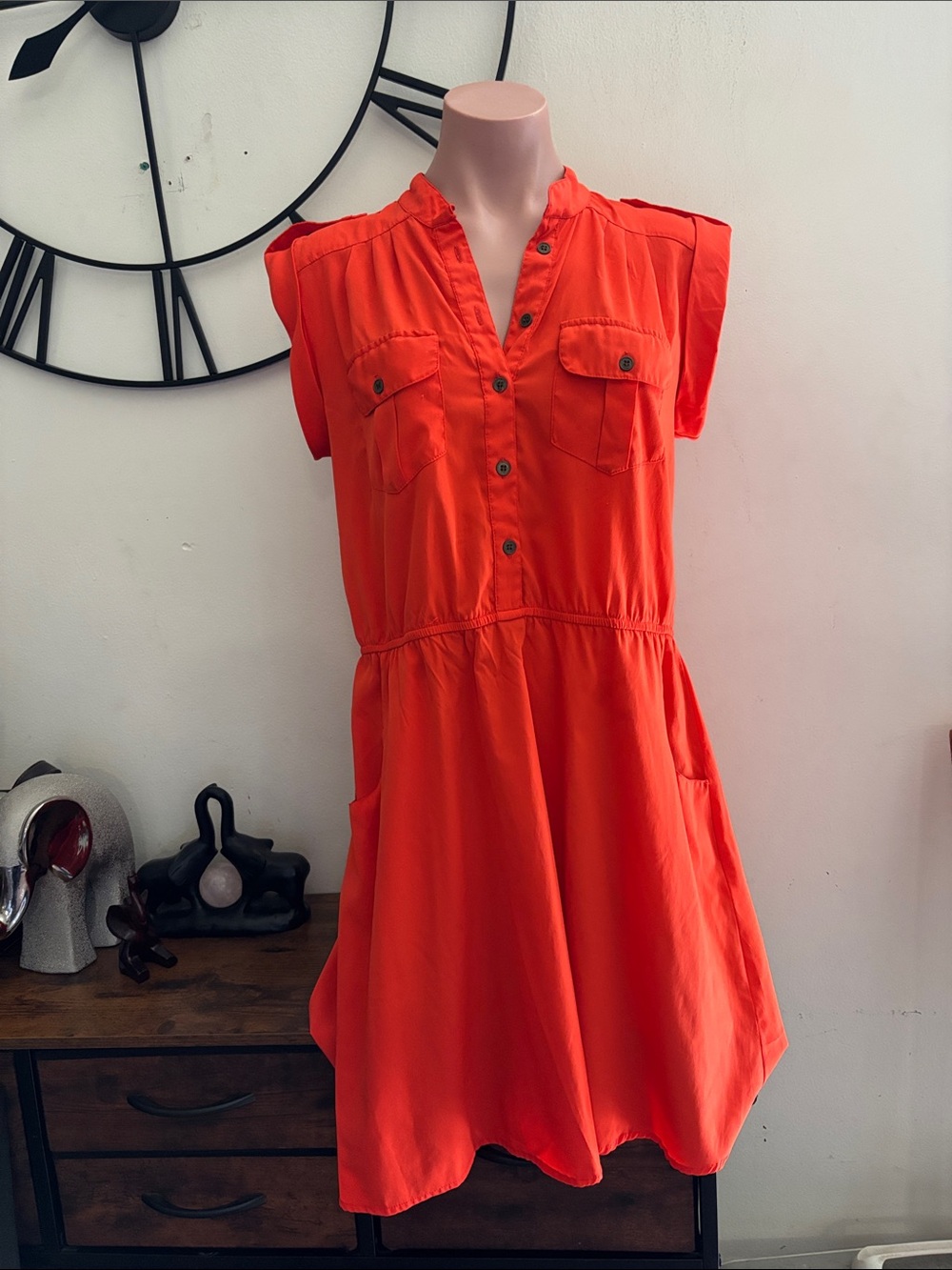 #288 Button-Front Short Sleeve Dress